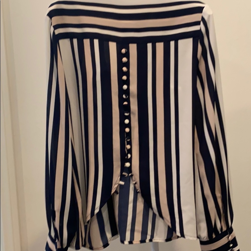 Long sleeve blouse blush and navy - Picture 4 of 4